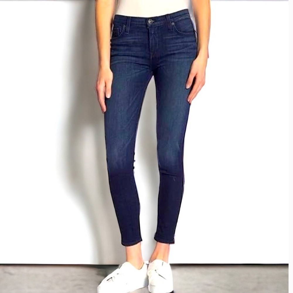 Hudson skinny jeans blue raw hem mid- rise ankle Womens Sz 27